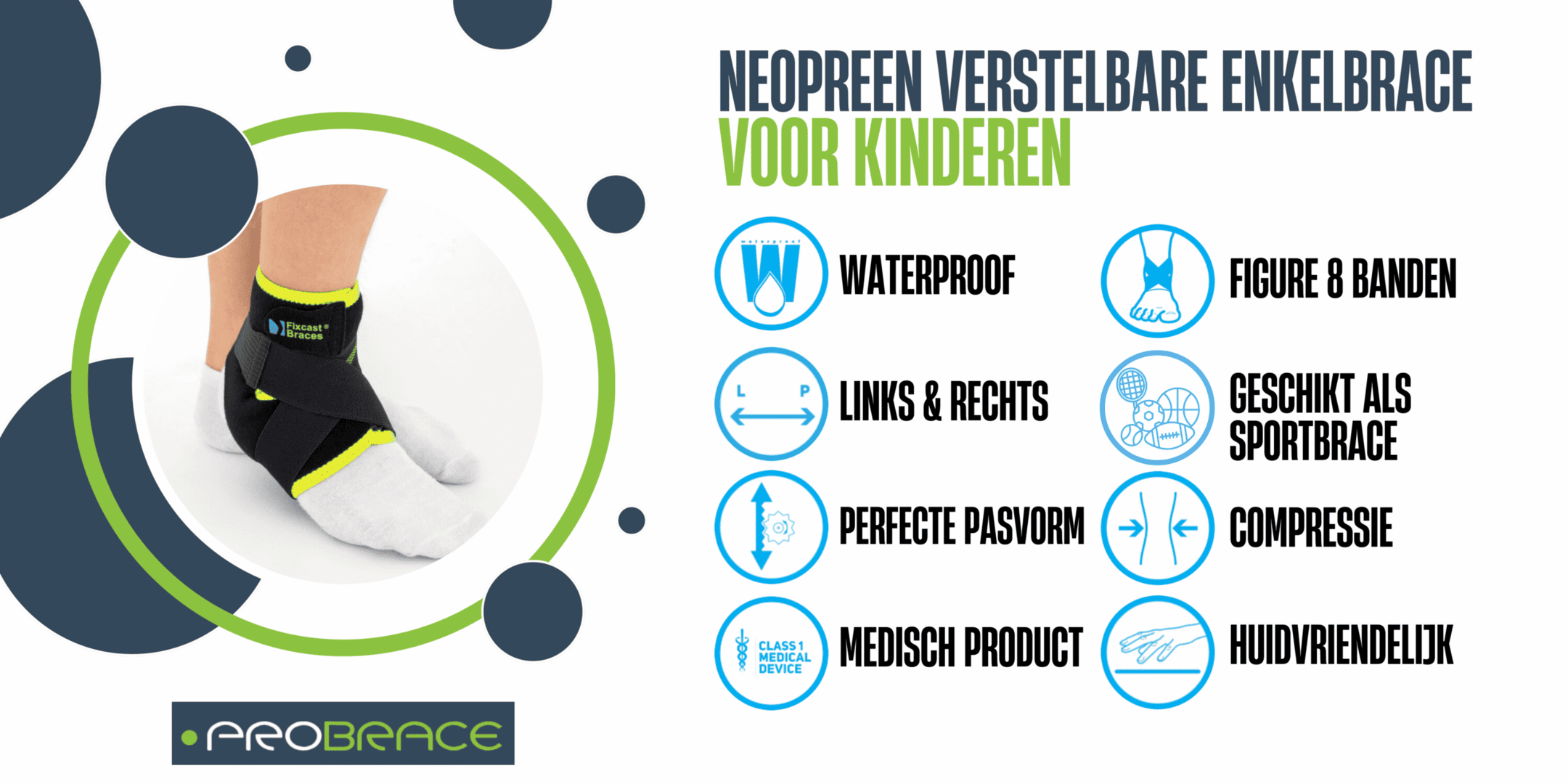 Elastische enkelbrace zwart - Orthopedic